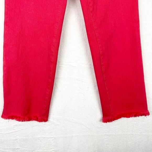 John Mark Straight Leg Ankle Jeans Size 8 Stretch Raw Hem Coral Salmon - Picture 4 of 7